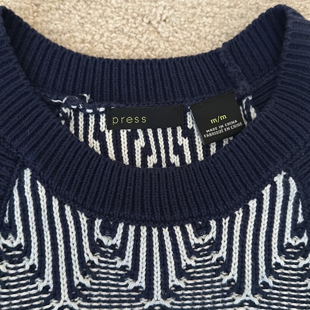 Press Cotton Blue Patterned Crop Top - Picture 3 of 7